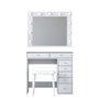 Hanah Home Mesa de Maquillaje Blanca con Espejo de 11 Focos y Puff